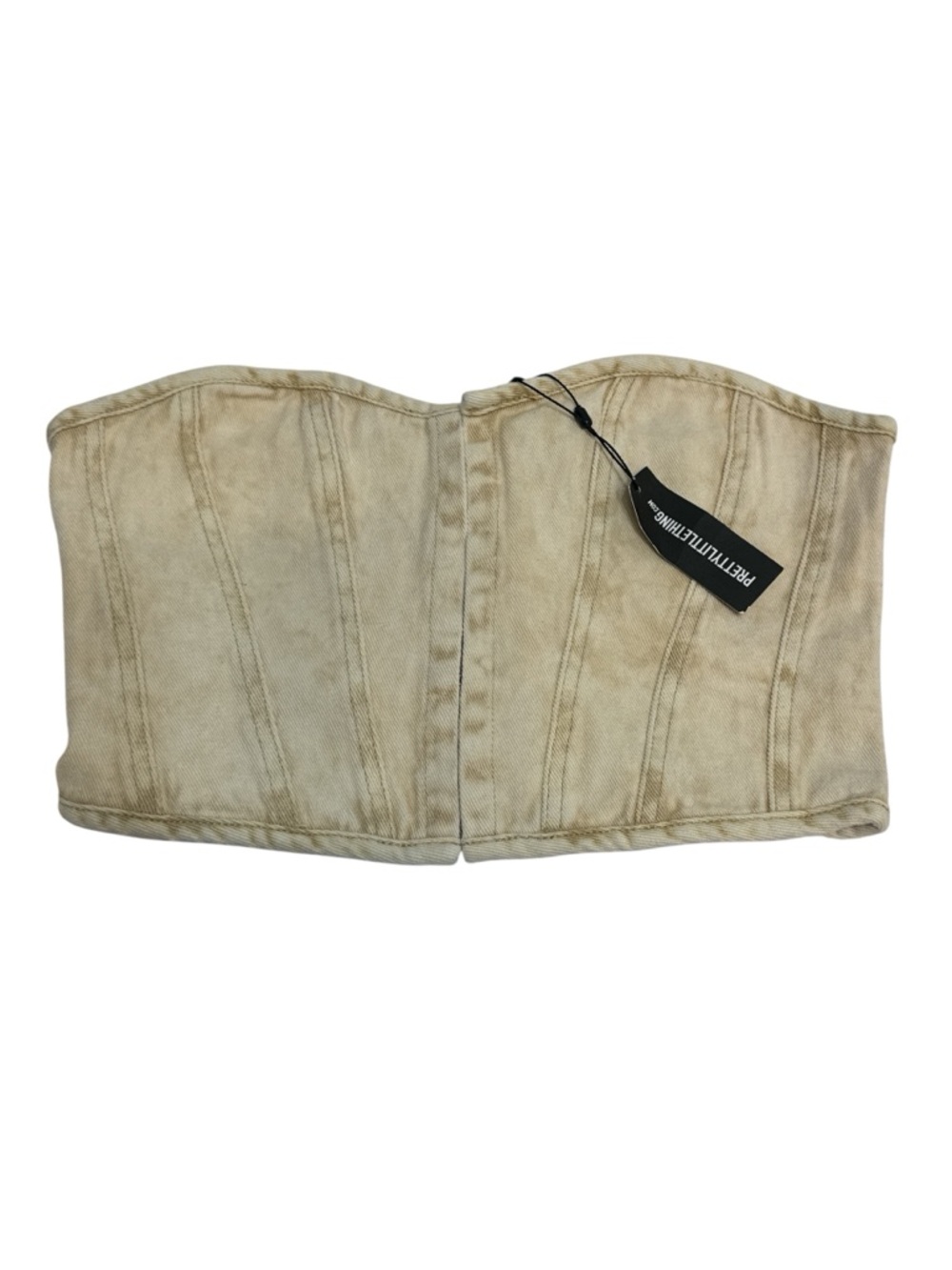 PrettyLittleThing Tan Denim Corset Top